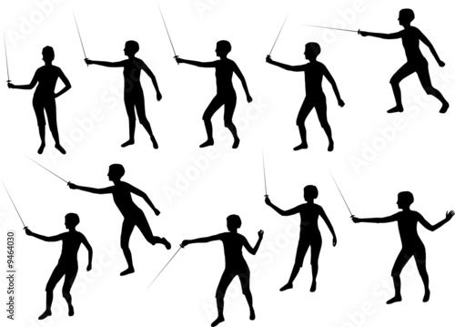 fencing girl silhouettes