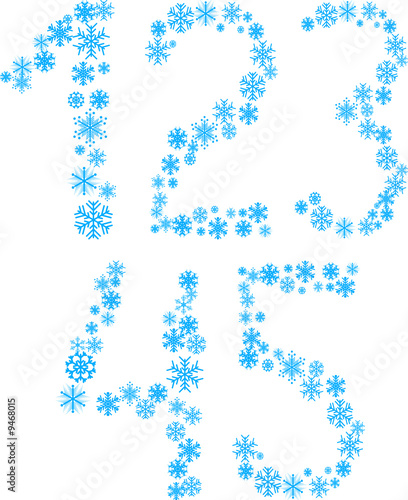 Five snowflake letters. Vector illustration.
