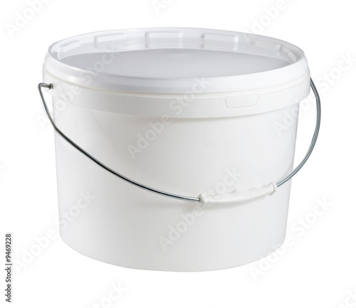 Big closed white plastic container