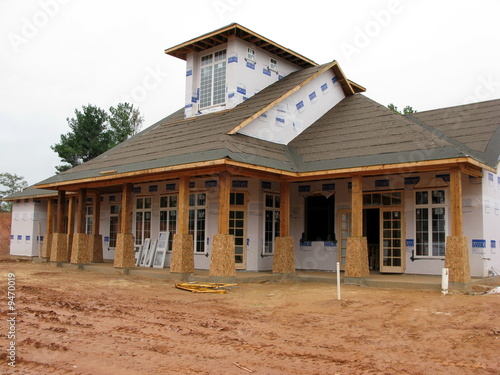 partially built home with columns