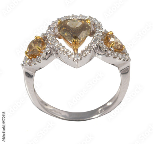 Silver ring with precious (with clipping path) photo