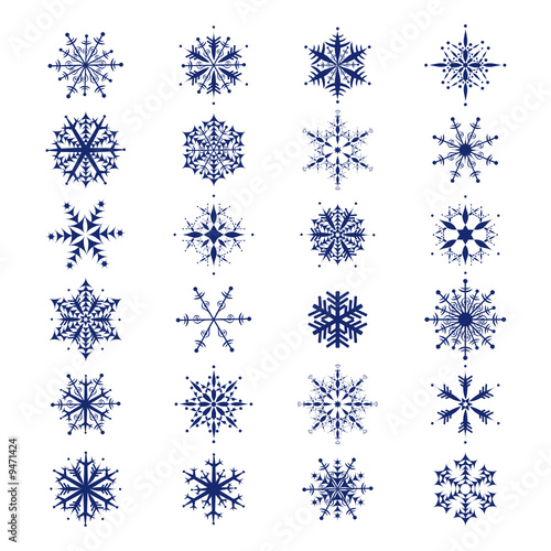 Set of 24  beautiful snowflakes collection for your design photo