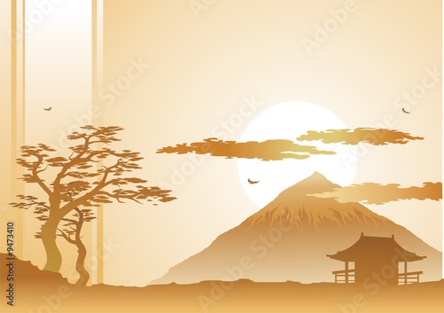 japanese landscape with mountain