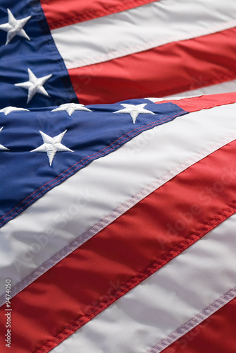 Amerikanische Fahne im Wind, close up
