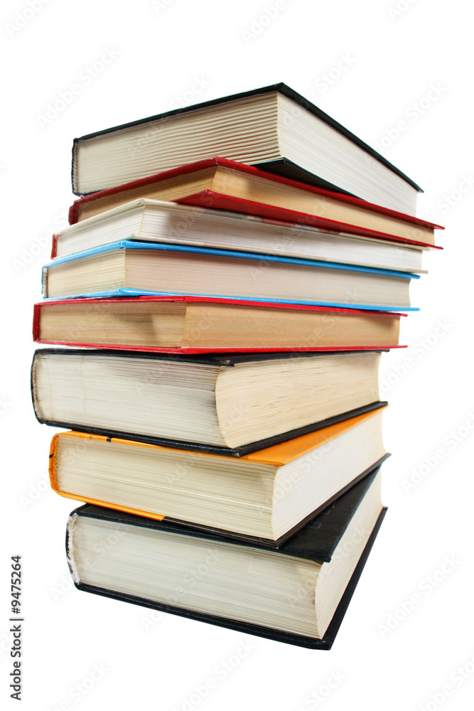 Stack of books isolated over white background