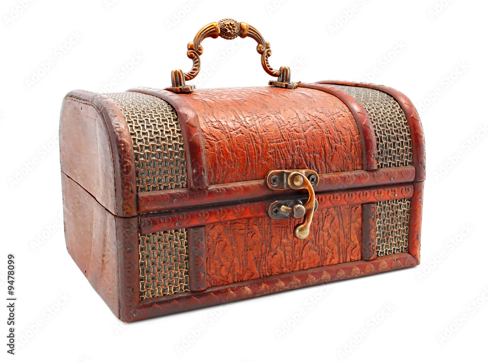 age-old wooden locked trunk isolated on white background age-old wooden locked trunk isolated on white background