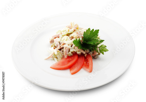 Salad Comprises Smoked Chicken and Celery