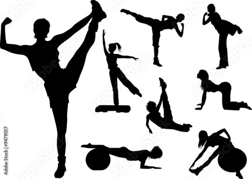 fitness woman in gym silhouette