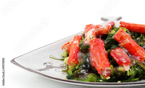 Japan Salad from Crabmeat Sticks with Greens