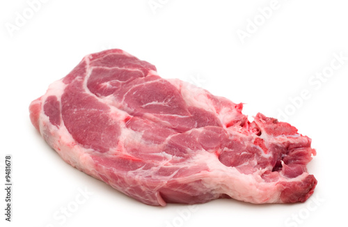 raw pork on white background