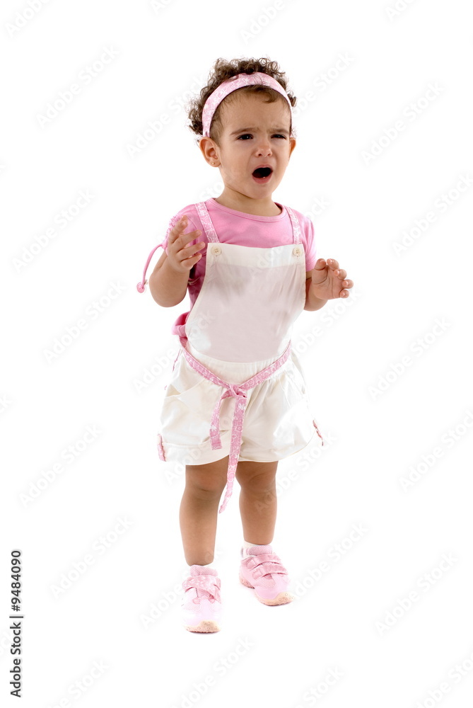 Upset Little Child on white background . Upset Little Child on white background .