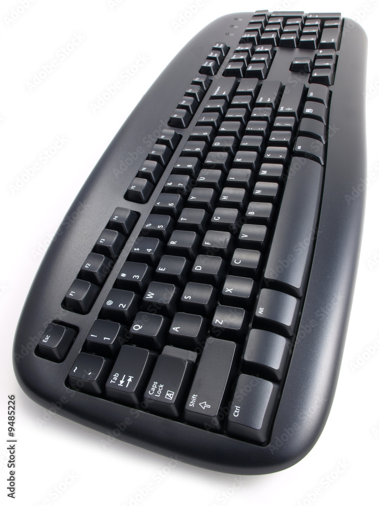 Black Keyboard overhead angle Perspective Black Keyboard overhead angle Perspective