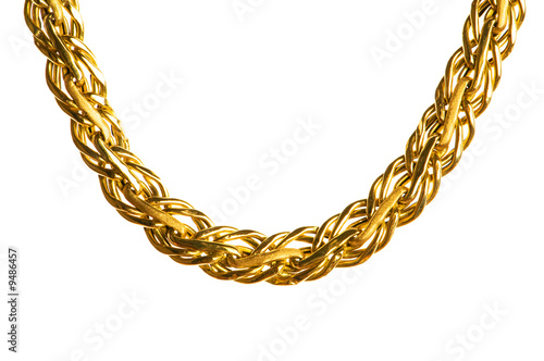 Golden chain isolated on the white background photo