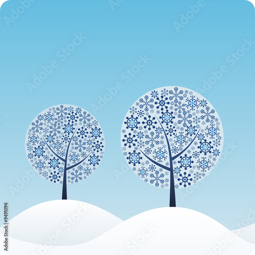 Winter Trees. Easy to edit vector image.