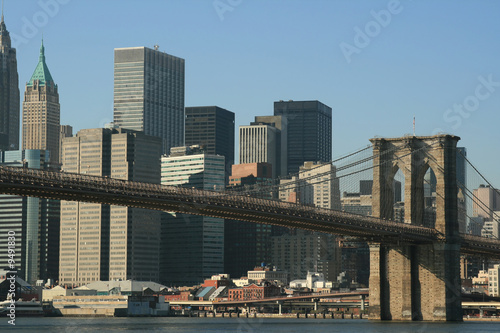 Brooklyn Bridge and Manhattan skyline on a Clear Blue day