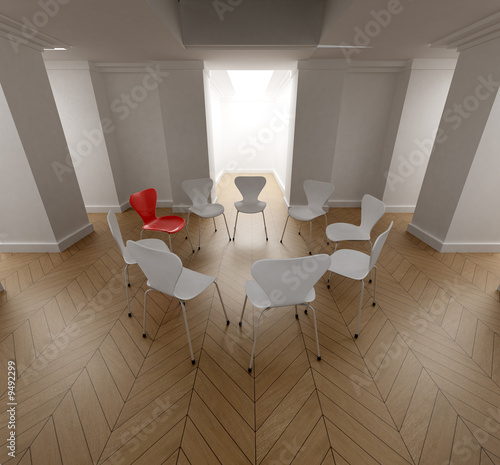 Big room with a circle of w...