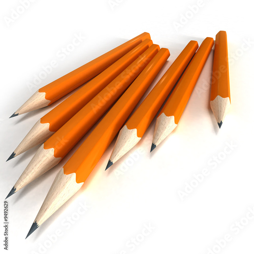 3D rendering of orange pencils