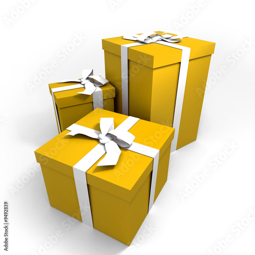three Big yellow gift boxes...