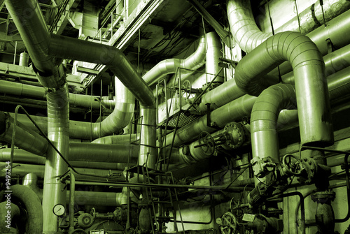 different size and shaped pipes at a power plant