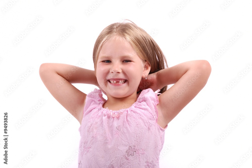Studio isolated portrait of girl holding her hair Studio isolated portrait of girl holding her hair
