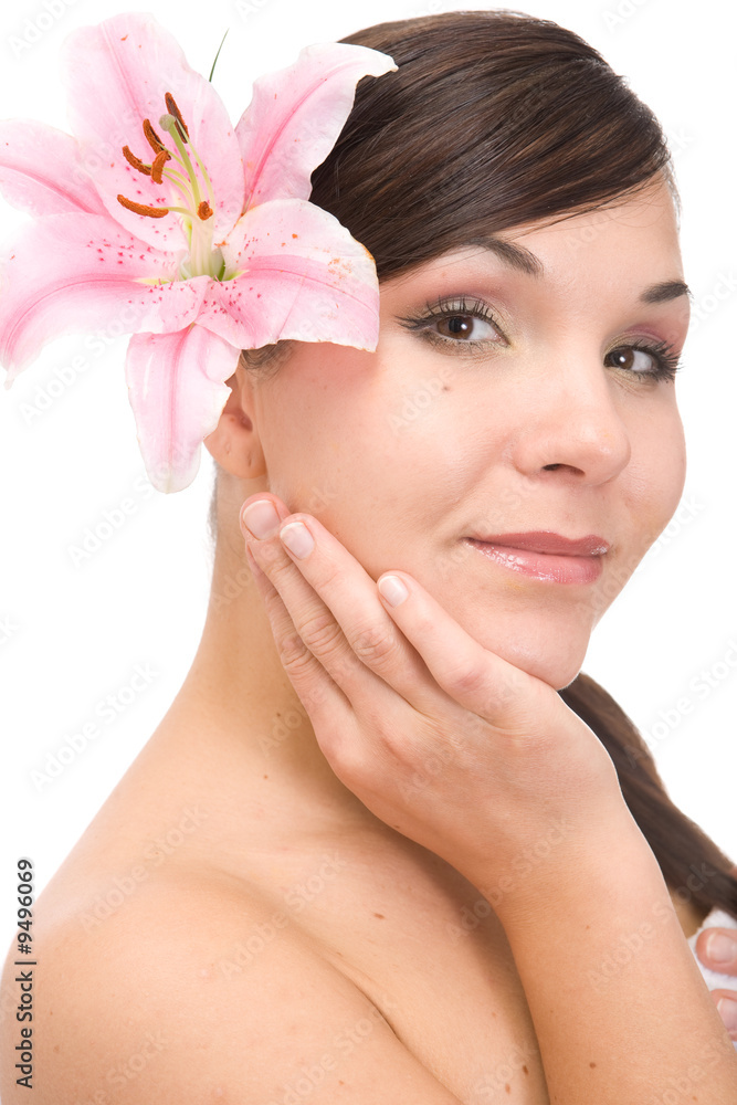 beauty brunette woman on white background beauty brunette woman on white background