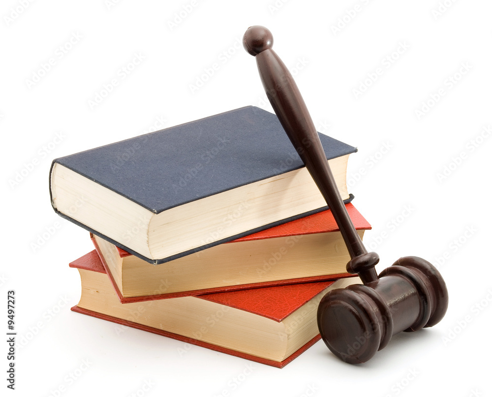 books and gavel studio isolated over white books and gavel studio isolated over white