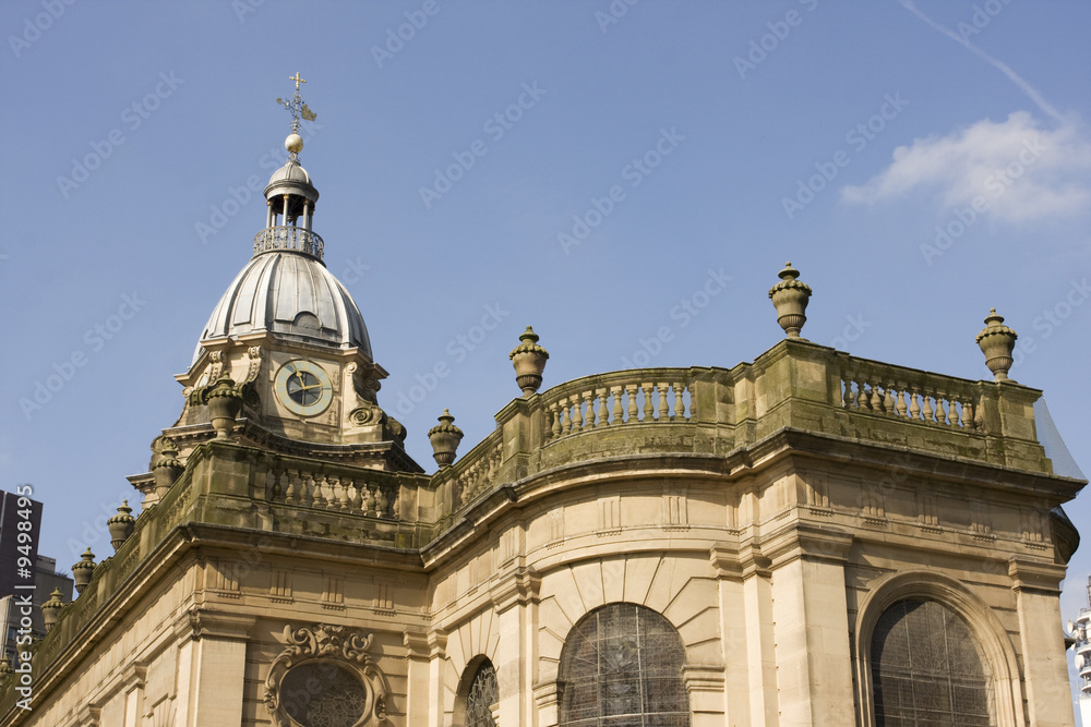 city center cathedral with dome against blue sky