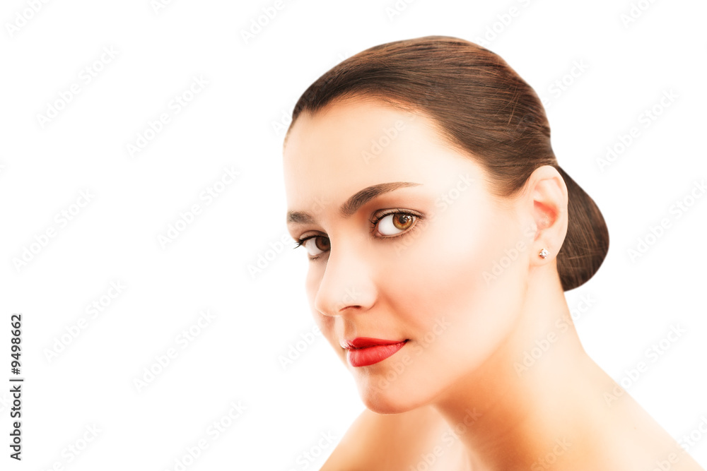 Beautiful woman with big brown eyes and brown hair Beautiful woman with big brown eyes and brown hair