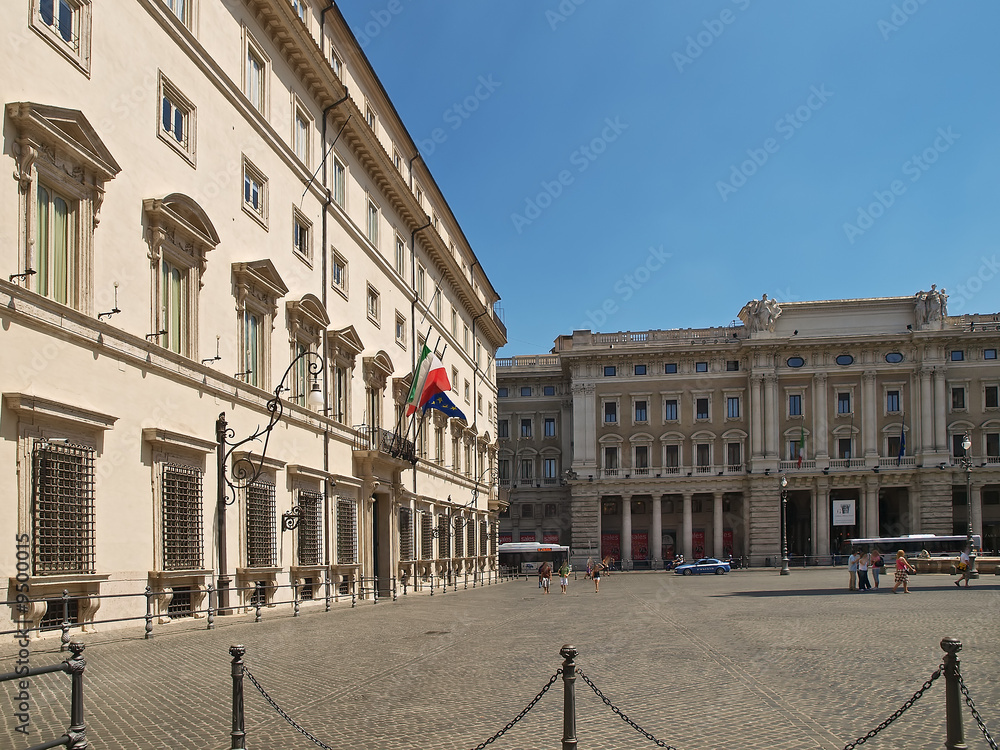 Obraz premium bestimmungsort rom, palazzo chigi, piazza montecitorio