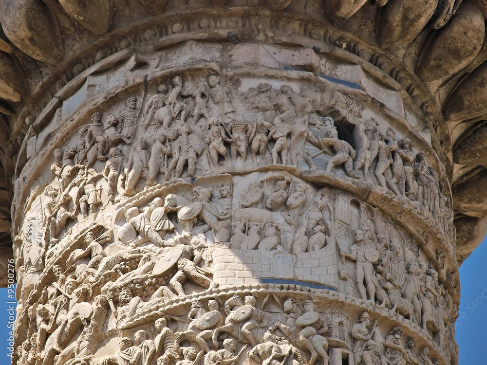 Obraz premium bestimmungsort rom, mark aurel säule, detaillierte ansicht