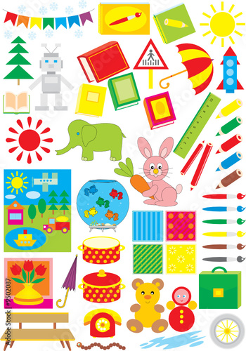 Simple objects for kindergarten and copy-book