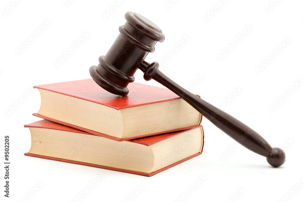 books and gavel studio isolated over white books and gavel studio isolated over white