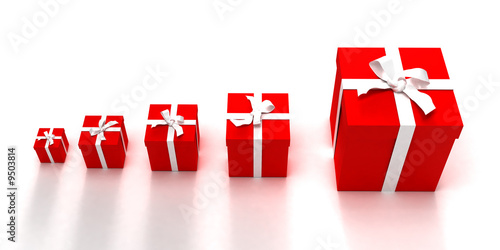 Red gift boxes in different...