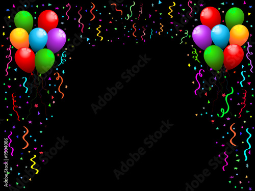 Balloons, confetti and streamers