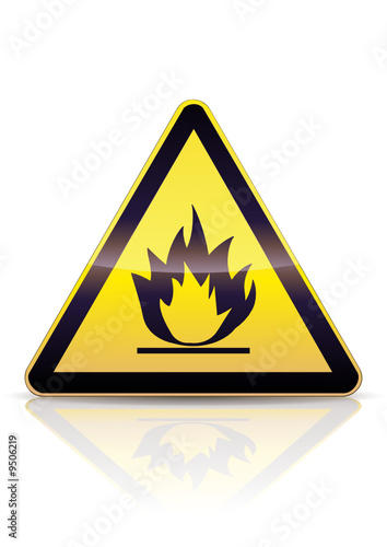 Panneau de danger inflammable (reflet métal)