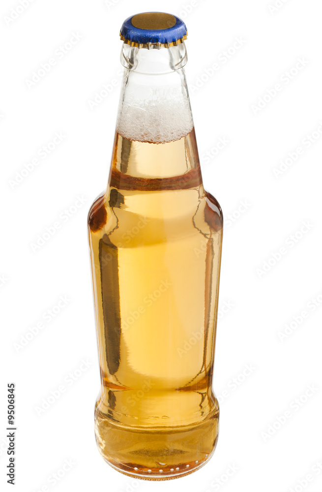 Clear beer bottle over the white background Clear beer bottle over the white background