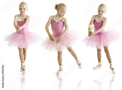 Young ballerina dancer over a white background
