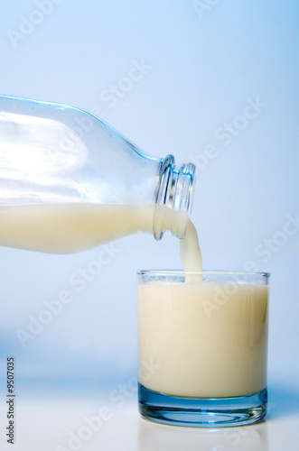 Pouring milk into a glass ready for consumption.