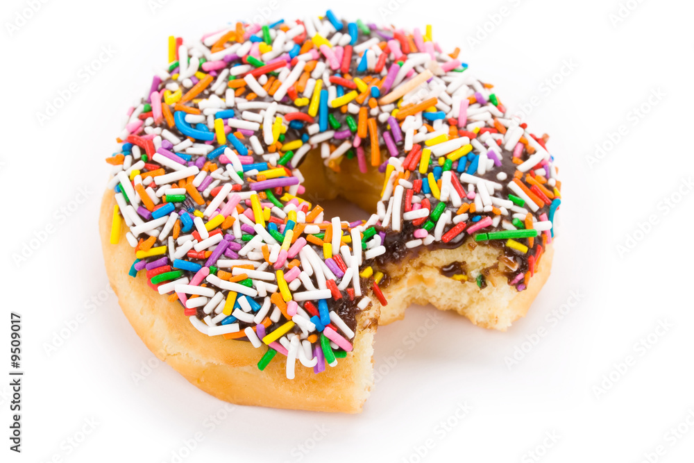 Donut with white background close up shot Donut with white background close up shot