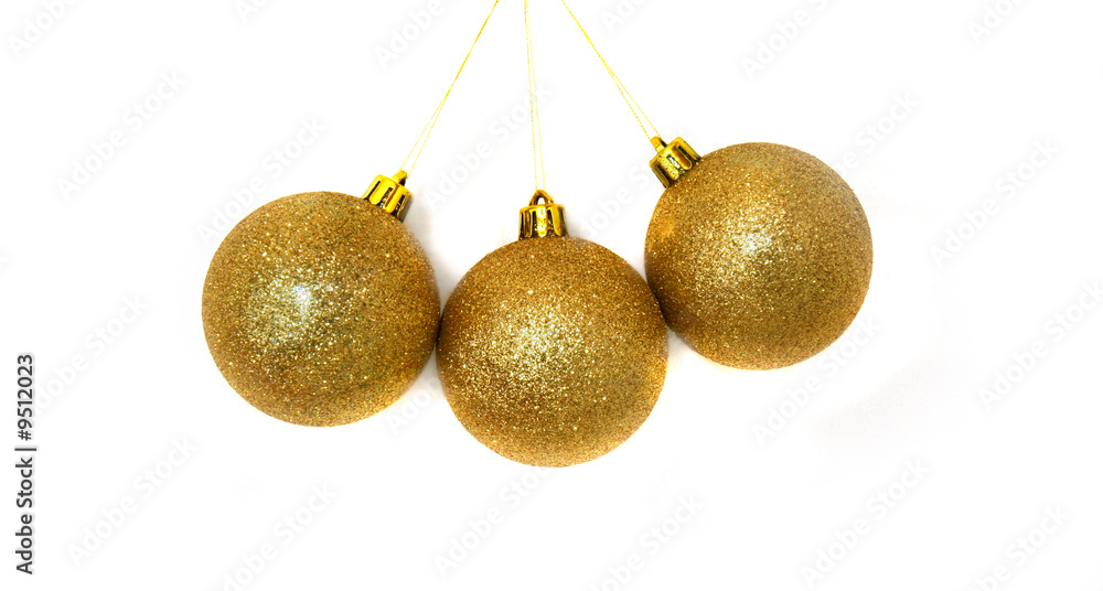 three xmas balls over white three xmas balls over white