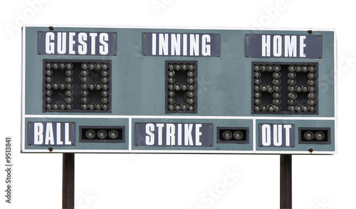a picture of a baseball scoreboard on a white background