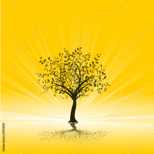 vector serie - tree and sun energy