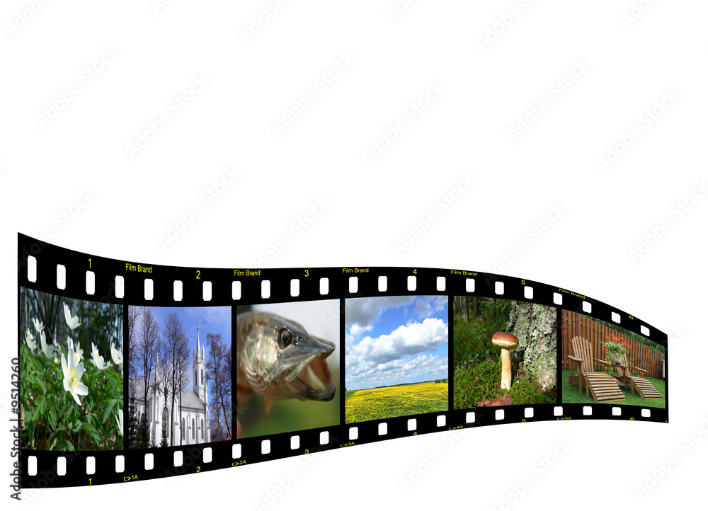 Filmstrip with photos from Lithuania. Copyspace for your design