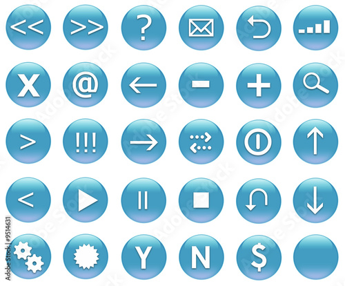 Icon Button Set For Navigation in Light Blue