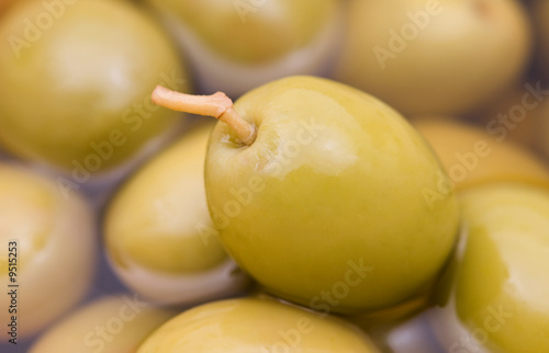 green olives in the oil
