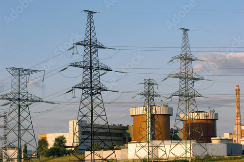 South Ukrainian nuclear power plant with power towers photo