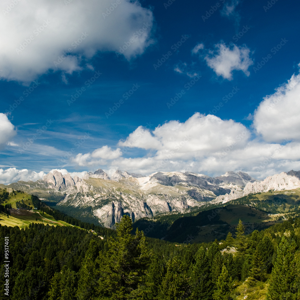 Scenic view over dolomite alps.