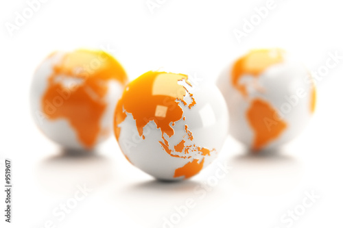 Earth globes isolated over a white background.