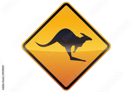 Panneau de danger kangourou australien (détouré)
