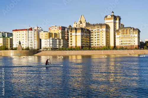 Houses near the river Ishim in Astana